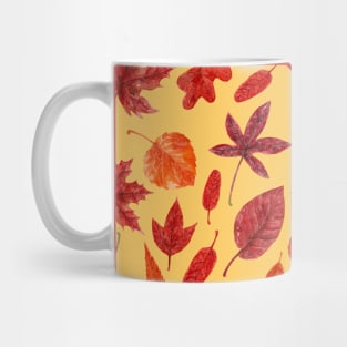 Red autumn leaves watercolor Mug